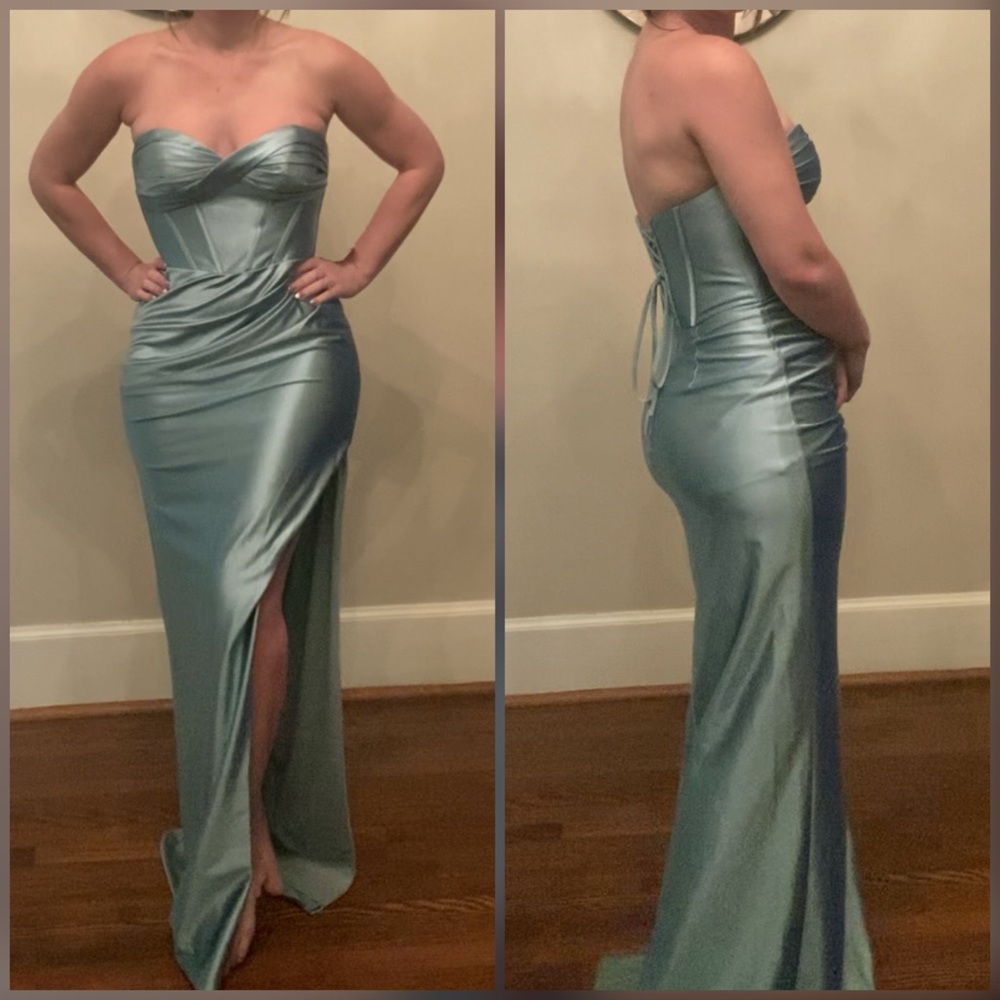 Paris blue tight prom dress, formal dress or evening gown